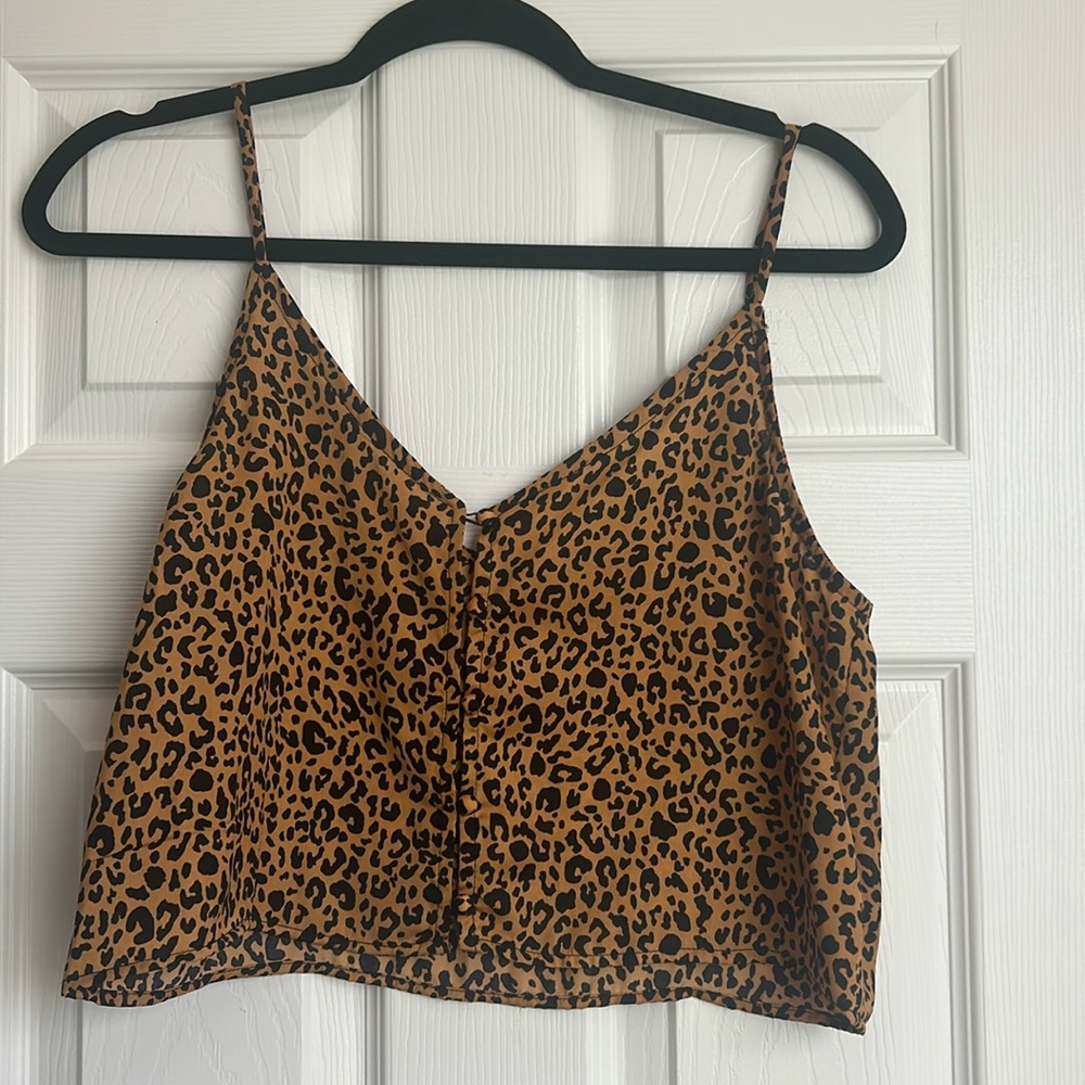 wild fable Leopard Print Satin Cami - Brown & Black